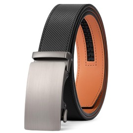 SENDEFN Men's Leather Belt 1 3/8" Automatic Adjustable Ratchet Buckle Slide Belt for Dress Casual with Gift Box