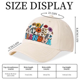 Best Grandma Gifts - Grandma Hat, Mothers Gift for New Grandparents Birthday Embroidered Baseball Cap (Women Flower Hats)