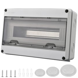 Surface-Mounted Distribution Board, IP65 Waterproof Fuse Box, with Door, 1-Row, for 15 Modules, for Garden or Outdoor Use, Complies with Wet Room Standard