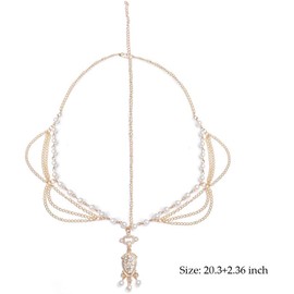 Zehope Boho Pearl Hair Chain Gold Tassel Headpiece Gypsy Festival Wedding Hair Accessories for Women
