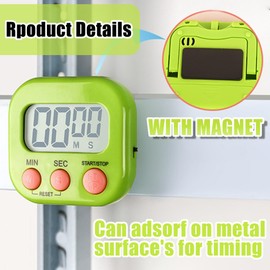 Kitchen Timer, Digital Classroom Timer, Stopwatch, Suitable for Kitchen, Study, Work, Exercise Training, Outdoor Activities (6P Green)