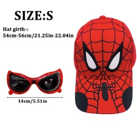 Children's Baseball Cap and Sunglasses, Cartoon Children's Caps Boys, Sun Hat with Adjustable Snapback Closure, Children's Cap Sun Protection, Boys Hat Summer Accessories, Red