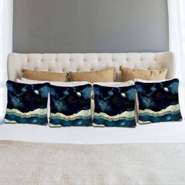 Betadistor Decorative Cushion Covers 18" x 18" Set of 4 Moon Night Art Decor Throw Pillow Covers Pillowcases for Patio Garden Living Room Sofa Farmhouse, Moon Night, 514-0300