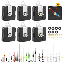 Pack of 7 Quartz Movement Silent Clock Movement with 10 Sets of Hands, High Torque, Long and Short Wave Quartz Movement, Wall Clock Mechanism Replacement Parts, Quartz Movement Replacement (13/15/22