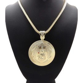NYFASHION101 Saint Barbara Holding Cup of Life Medallion with 4mm Franco Chain Necklace, Gold-Tone, 20"