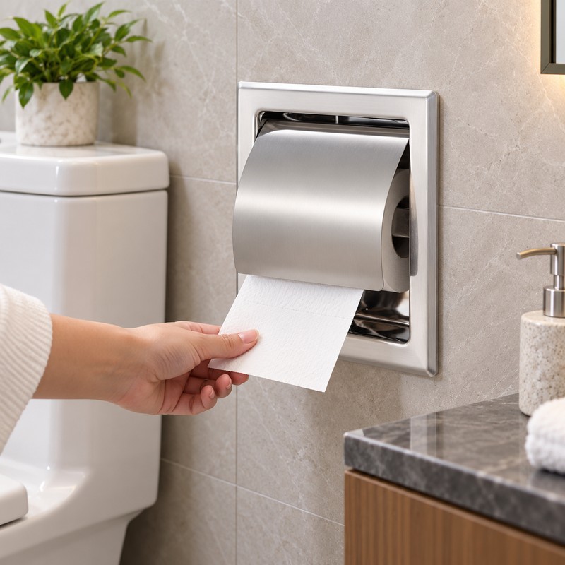 304 Stainless Steel Toilet Paper Holder – Waterproof Black Wall-Mounted