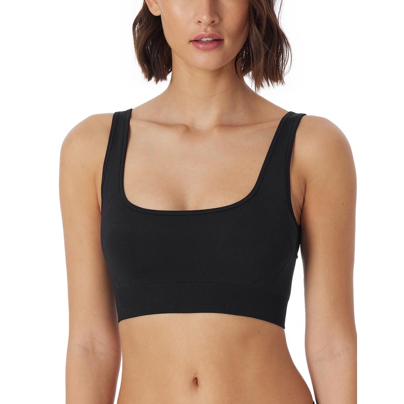 Schiesser Women's Bustier Seamless Casual Seamless Sports Bra, Black_181101