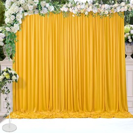 20 ft x 10 ft Wrinkle Free Yellow Backdrop Curtain for Parties, Ginger Polyester Photo Backdrop Drapes,Thick Background 4 Panels 5ft x 10ft for Baby Shower Wedding Birthday Party Backdrop Stand