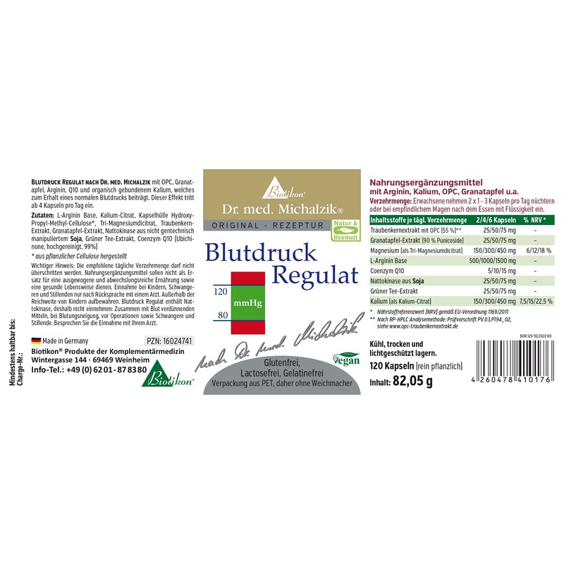 Blood Pressure Regulat Dr. Michalzik - No Additives - From