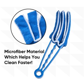 Blind Cleaner Duster Tool, Fan Blade Cleaner, Air Duct Cleaning Tools, Blue Window Blinds Cleaner with Microfiber Sleeve for Fans, Window Blinds, Vents, Shutters…(4 Pack -Superio)