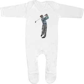 Azeeda 6-12 Month 'Golf Swing' Baby Romper Jumpsuit/Sleep Suit (SS00039732) White