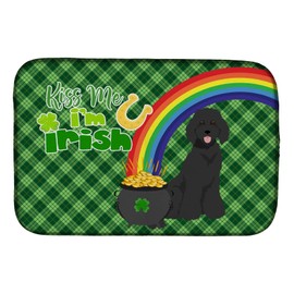 Caroline's Treasures WDK4878DDM Standard Black Poodle St. Patrick's Day Dish Drying Mat Absorbent Dish Drying Mat Pad for Kitchen Counter Dish Drainer Mat for Countertop, 14 x 21", Multicolor