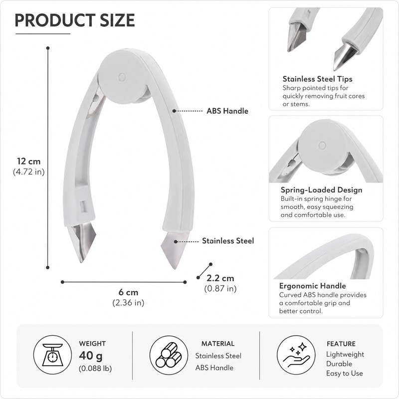 Fruit Huller Tweezers for Pineapple & Strawberries – Stainless Steel