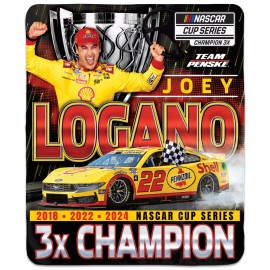 Joey Logano 3X NASCAR Champion 50x60 Winning Image Blanket - Sale