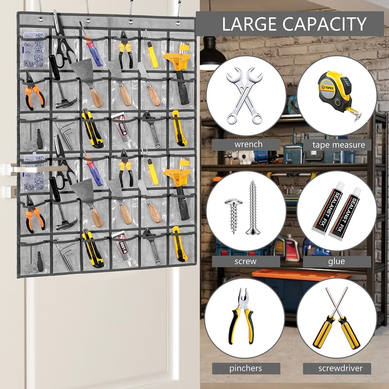 TEMUORG Over Door Hanging Tool Storage Bag Wall Mounted Screw