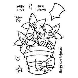 Woodware Francoise Collection-Potted Poinsettias-Stamp, 4 x 6 inches