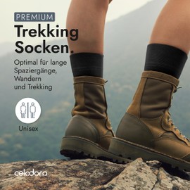 Celodoro 4 Pairs Trekking Socks with Terry Cloth Sole for Men and Women, red, 39-42
