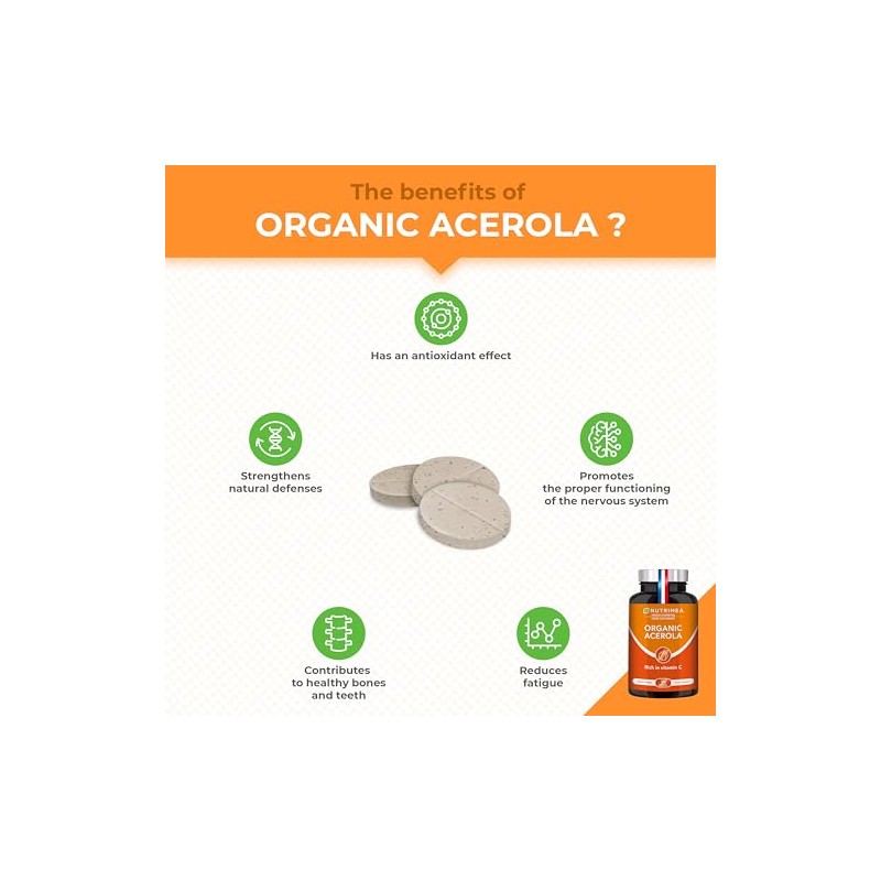 Nutrimea Organic Acerola 1000mg - Vitamin C Supplement – 30