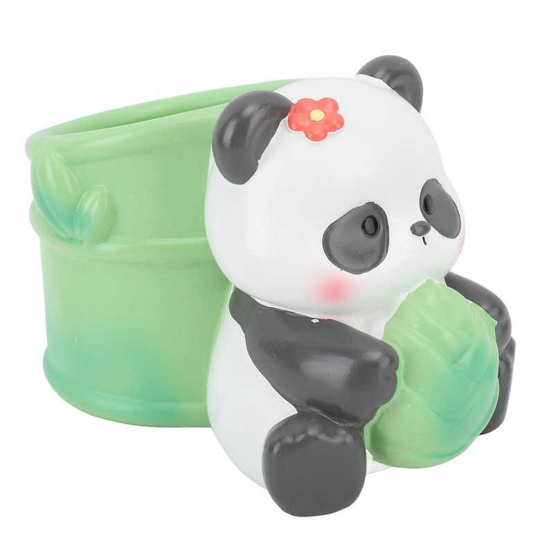 Panda Bamboo Pen Holder Cute Shape Large Capacity Resin Multipurpose