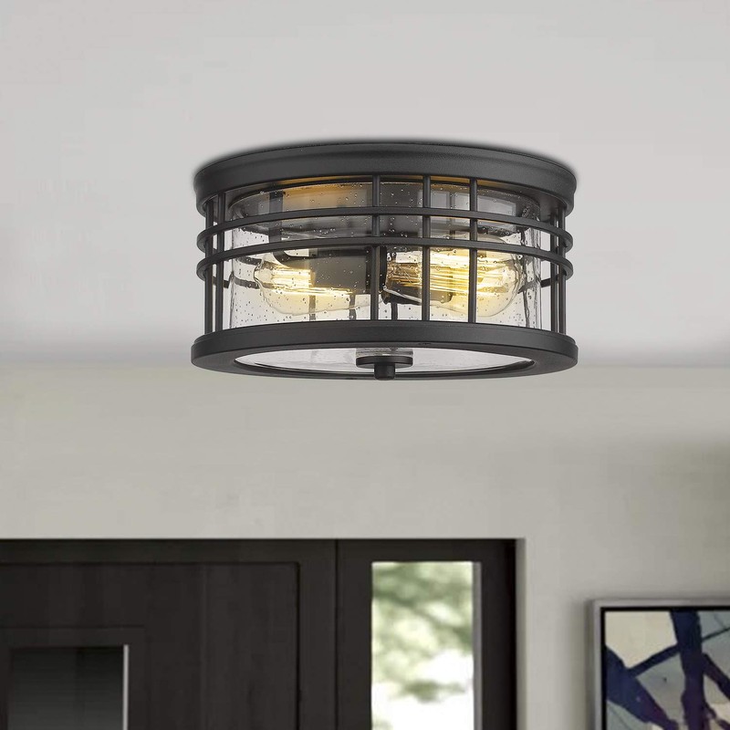 Zeyu Industrial Ceiling Light, Farmhouse Flush Mount Ceiling Light 12