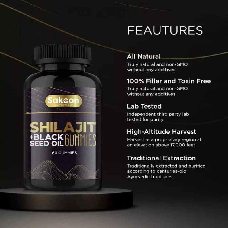 Sakoon nutrition Pure Shilajit Gummies with Black Seed Oil -