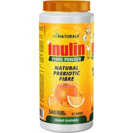 Pure Inulin Fiber Powder - Natural Prebiotic Fibre Supplement (340g - 81 Doses) - Orange Flavoured