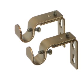 Ivilon Short Projection Brackets for Curtain Rods - for 1/2 or 5/8 Inch Rods. Set of 2 - Warm Gold