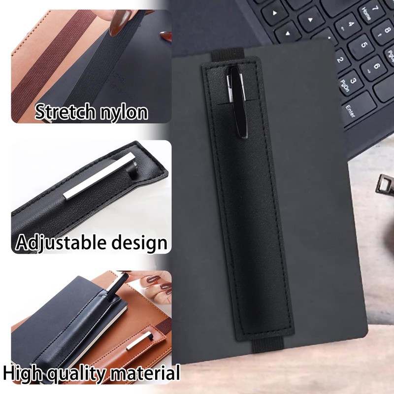RANYAKE 12PCS Pen Holder for Notebook,PU Leather Pen Sleeve,Pouch Elastic