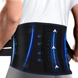 Fajas para Hombres y Mujeres, Innovador Diseño de Soporte 2+2+1, Faja para Gym de Soporte Lumbar Ajustable, Puede Aliviar el Dolor de Espalda y Proteger la Espalda Baja, Negro, XXL