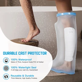 TANGKA Waterproof Leg Cast Cover for Shower with New Upgraded Non-Slip Padding Bottom,Reusable Sealed Watertight Foot Protector to Keep Wound Covers & Bandages Dry, Perfect Fit for Leg Foot Ankle