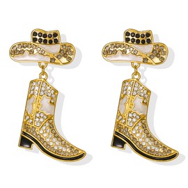 Rhinestone Western Boots Earrings Sparkly Crystal Cowboy Earrings Cowgirl Cowboy Hat Earrings Country Concert Outfits Western Jewelry Outfits