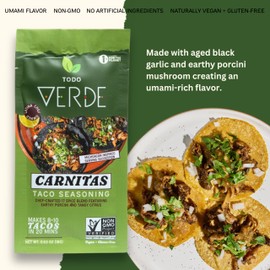 Carnitas Healthy Taco Seasoning Packets - Todo Verde Mexican Seasoning Mix | Chef Curated Taco Blends with Porcini Mushroom & Black Garlic | Vegan, Gluten Free, Preservative Free (6 Pack)
