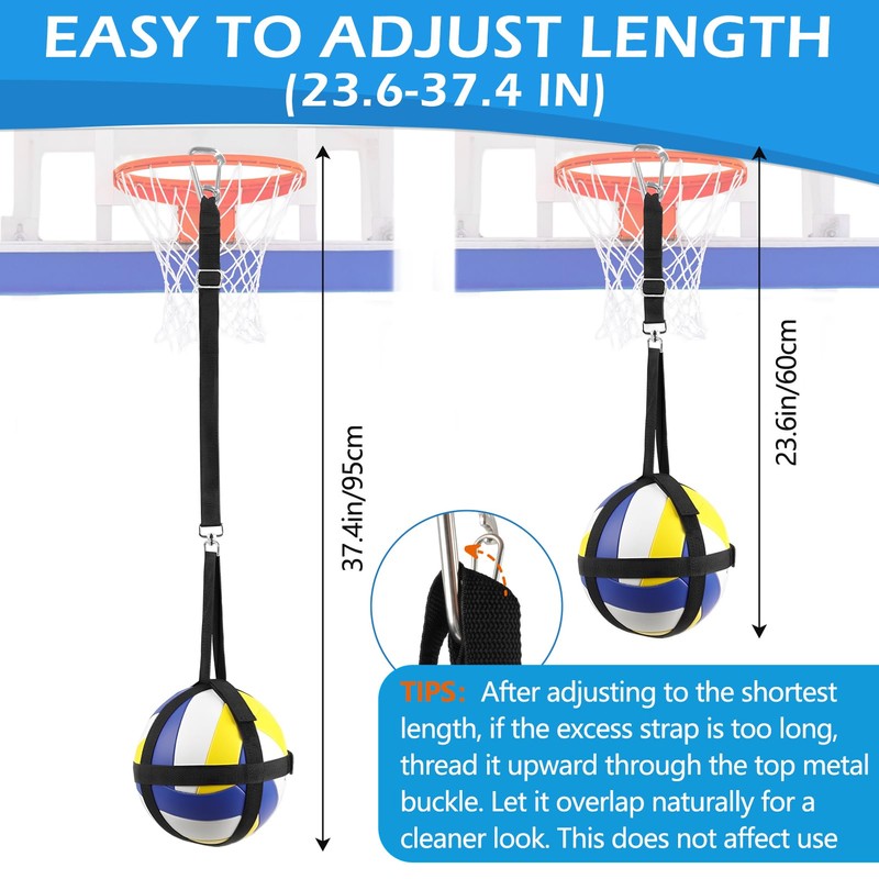 Volleyball Solo Spike Hanging Trainer, Adjustable & Hand-Safe Design