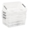 4-Pack Hollow Plastic Storage Baskets with Handles(White, Medium)