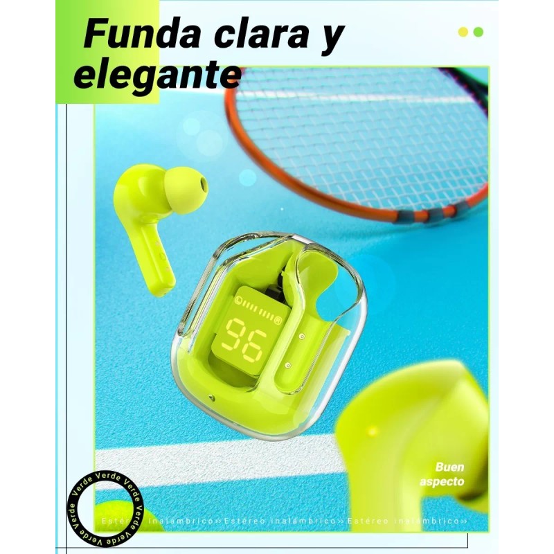 Acefast Audifonos Inalámbricos Pantalla Digital Reducción Ruido Ipx4 Color Verde