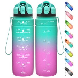 Coolfel Sports Water Bottle 2 L, 1.5 L, 1 L, 700 ml, 500 ml Children's Leak-Proof, Motivational Water Bottle with Time Marking, BPA-Free Tritan Drinking Bottle for Girls, Boys, School, Gym