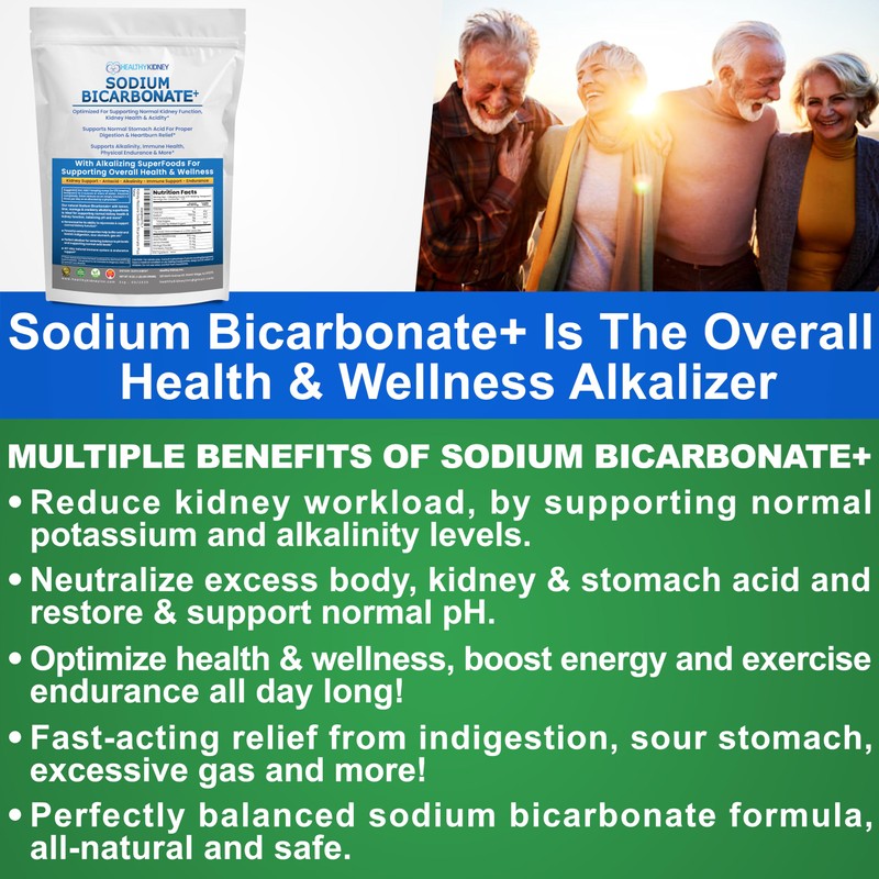 Organic Sodium Bicarbonate Alkaline Supplement For Alkalinity. Support Kidneys &