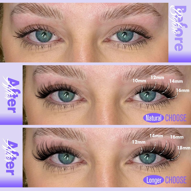 Pawotence Lash Clusters Wispy Kira Cluster Eyelash Extensions 10-18mm Individual