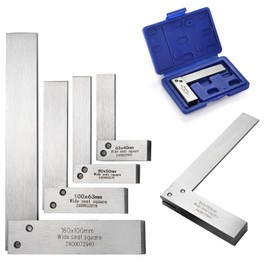 Suwimut Machinist Square Set 2, 3, 4, 6 Inch, Mechanical Engineer Hardened Steel High Precision Square, 90 Degree Wide Base Square Tool L-Type Right Angle Ruler Tool for Woodworking