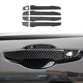 Real Carbon Fiber Car Decals Door Exterior Handle Pull Cover Trim Stickers Compatible with Honda CRV CR-V 2017-2022 2018 2019 2020 2021 Grant Protection Decoration Accessories