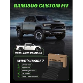 TPE Truck Bed Mat Compatible for Dodge Ram 1500 2019-2025 TPE Tailgate Liner Classic Accessories Replacement for All Weather Protection TPE Heavy Duty Cargo Mat [Won't FIT Rambox]