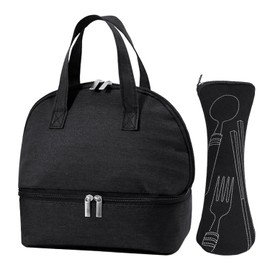 1 Piece of Aluminum Foil Lunch Box Bag, 1 Piece of Portable Tableware Cloth Bag, Durable and Lightweight Design, Good Thermal Insulation Performance, Suitable for Students and Office Workers.