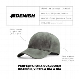 DENISH Gorra de Gamuza con Broche Ajustable. Gorra de béisbol unitalla para Hombre y Mujer. Cachucha de Material Premium, Casual, cómoda y Ligera, Ideal para Regalos y para Cualquier ocasión