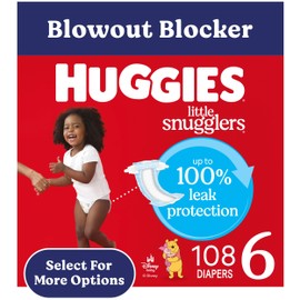 Huggies Size 6 Diapers, Little Snugglers Baby Diapers, Size 6 (35+ lbs), 108 Count (2 Packs of 54), Packaging May Vary