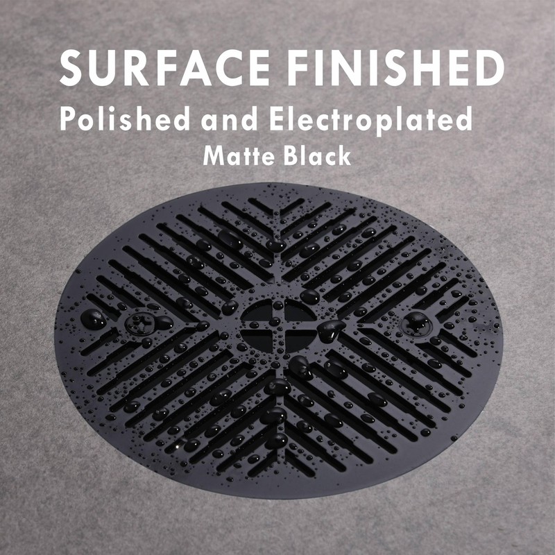 4-1/4 Inch Shower Strainer Drain Cover, Matte Black Floor Drainer,