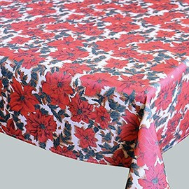 KAMACA Christmas Star Series High-Quality Print Motif with Large Poinsettias a Jewel for Autumn Winter Christmas (130 x 225 cm Tablecloth)