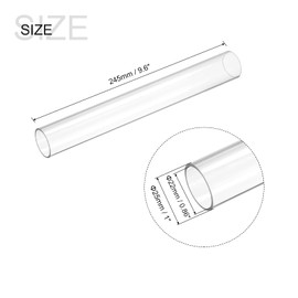 sourcing map Plastic Pipe Rigid Polycarbonate Round Tube Clear 0.86"(22mm) ID 1"(25mm) OD 9.6" (245mm) High Impact for Lighting, Models, Water Plumbing