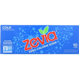 Zevia Zero Calorie Soda, Cola, 12 oz, (10 Pack)