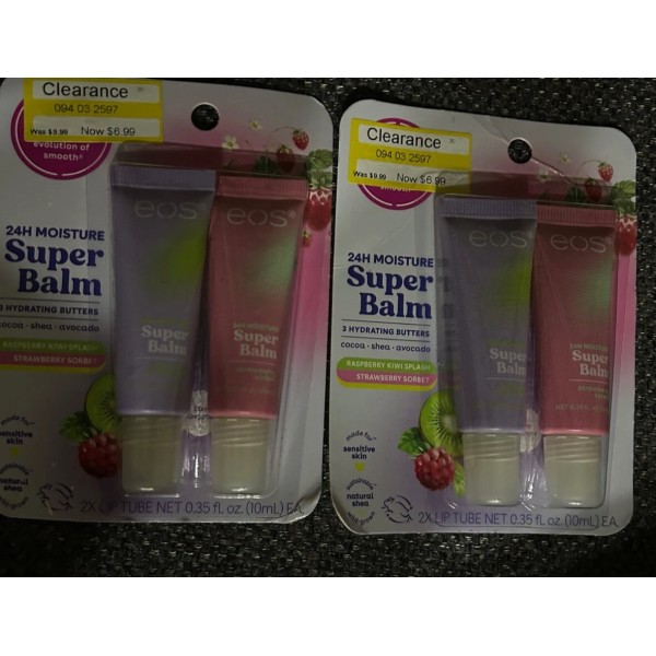 Eos 2 TWIN PACKS eos Super Balm Lip Raspberry Kiwi