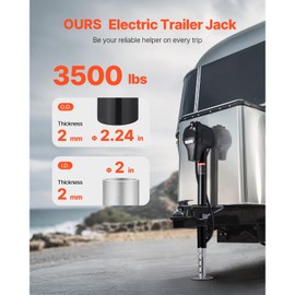 Happybuy Motorized Trailer Jack, 3500 lbs Capacity. Sturdy RV Electric Tongue Jack with 7-pin Connector, Hand Crank Handle and All-Weather Jack Cover. 9.5"-27.5" Elevation Range. Ideal for Trailers